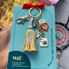 Camera GirlPower heart evil eye name boho Keychain