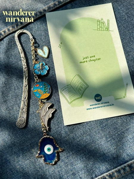 A Little Blue Paradise — Ocean-Themed Silver Bookmark