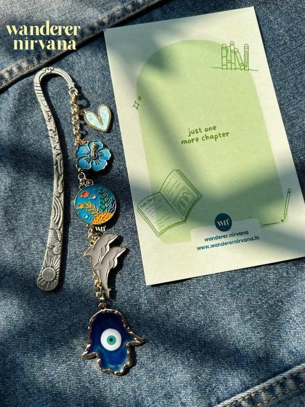 A Little Blue Paradise — Ocean-Themed Silver Bookmark
