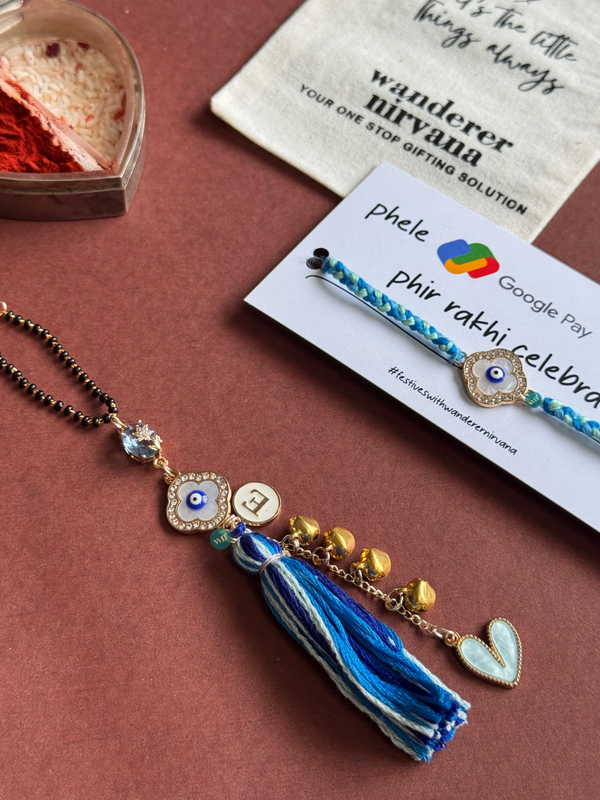 Mother of Pearl Heart Evil eye Bhaiya Bhabhi Set