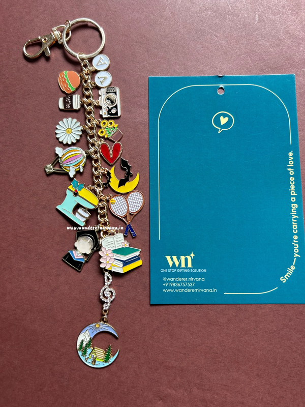 Graduate , Tennis , Music Travel, Flower Camera Keychain