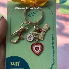 Personalised Heart Graduation Keychain Bagcharm