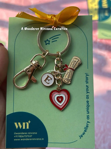 Personalised Heart Graduation Keychain Bagcharm