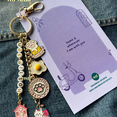 Mrs.Wilson's Cat Themed beaded Keychain