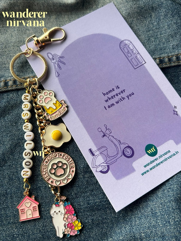 Mrs.Wilson's Cat Themed beaded Keychain