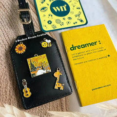 Flower Honey Bee Giraffe Music Van Gogh Starry Night Black Luggage Tag