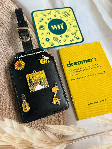 Flower Honey Bee Giraffe Music Van Gogh Starry Night Black Luggage Tag