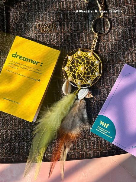 Yellow Dreamcatcher Boho Keychain Bagcharm
