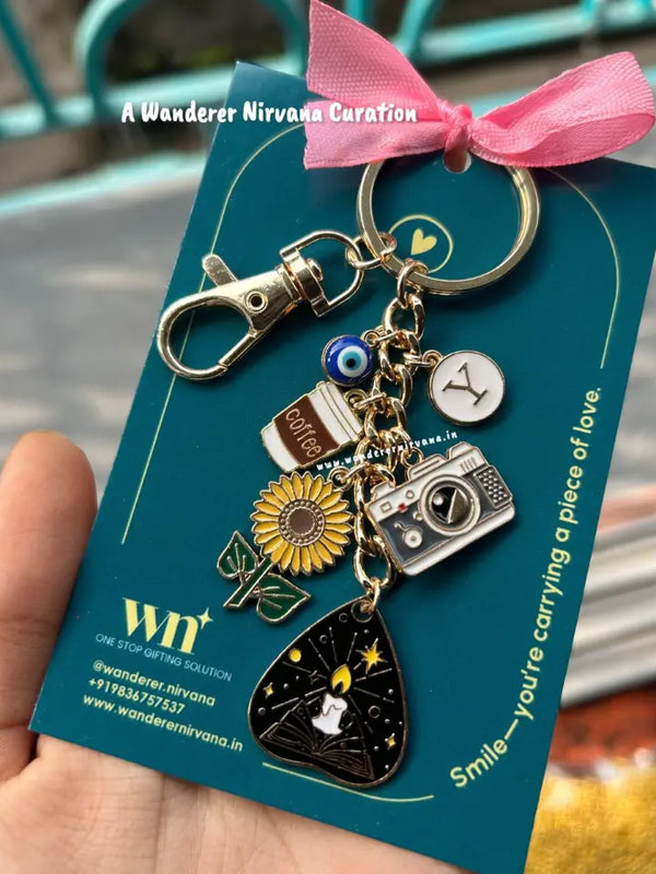 Meditation Sunflower Coffee Camera wellness Keychain