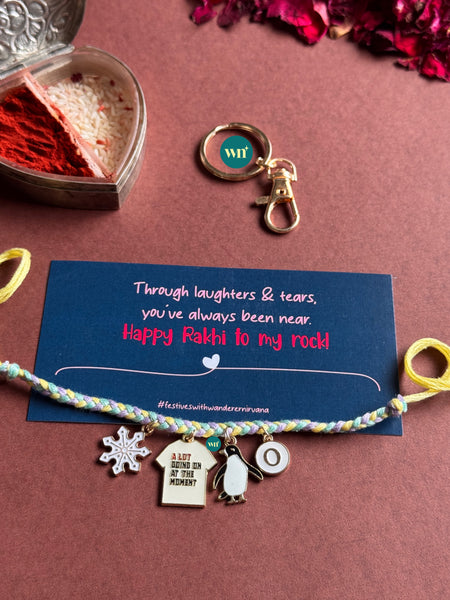 The Road Not Taken Penguin Bhai Rakhi Keychain