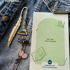 Off Court, On the Go — Tennis-Themed Golden Feather Bookmark