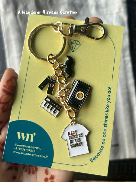 Classic Moustache Camera Music A lot going at moment Keychain