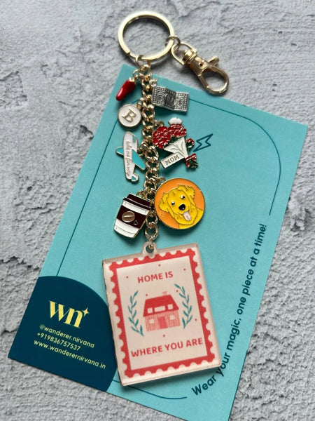 Travel , Golden Retriever, Coffee , Mom Keychain