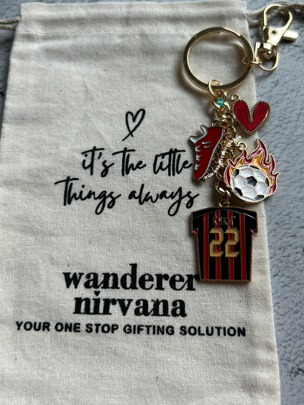 A Fire Heart Football Keychain | Kaka Inspired Personalised Football Keychain