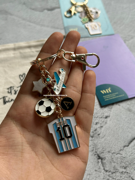 A Starbound Football Keychain | Messi Inspired Personalised Football Keychain